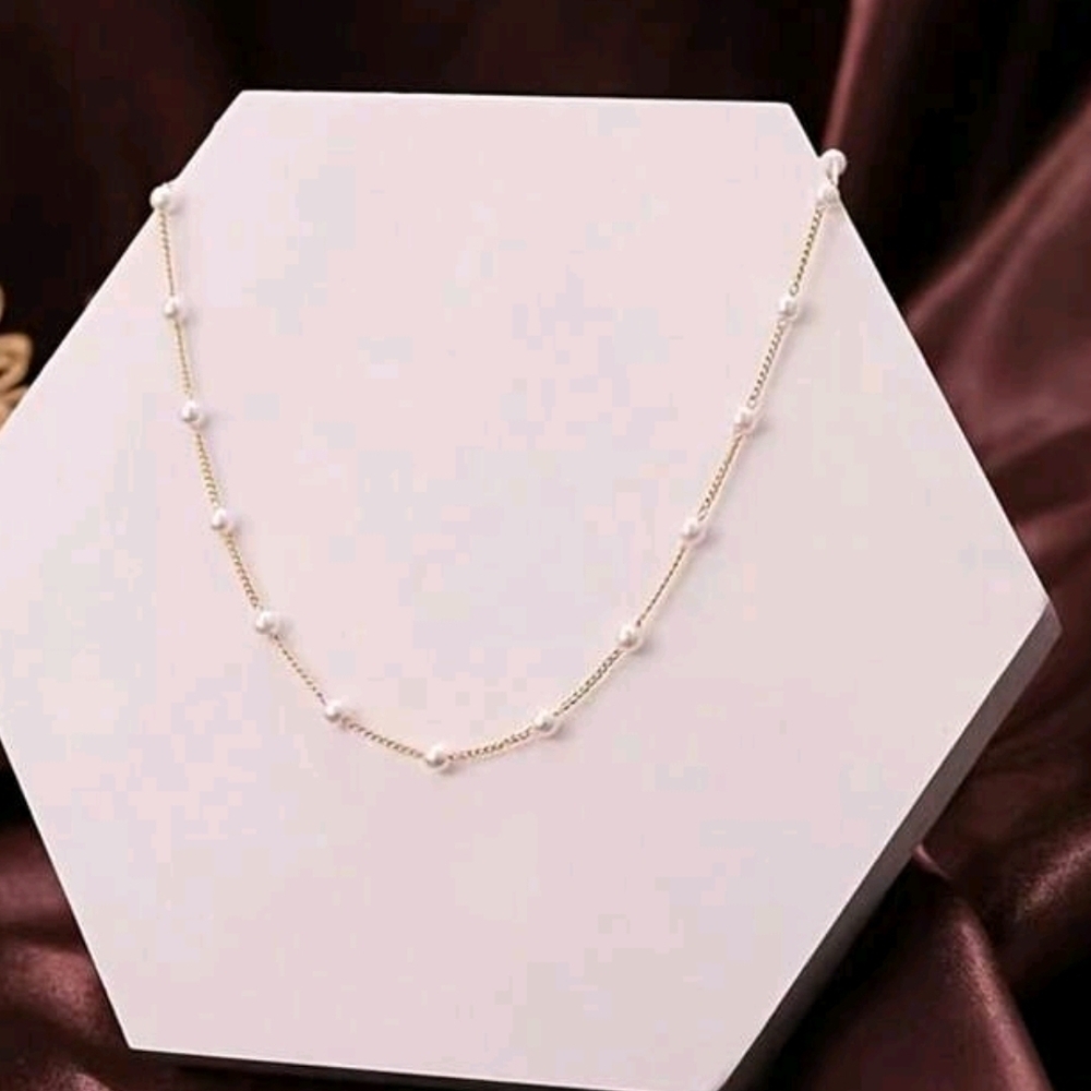 Gold Necklace with Silver Accents - Picture 3 of 5